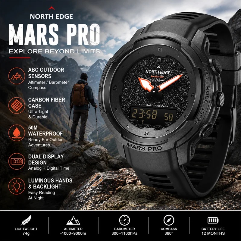 NORTH EDGE MARS PRO Outdoor Wa - Altimeter Compass Watch recension och pris