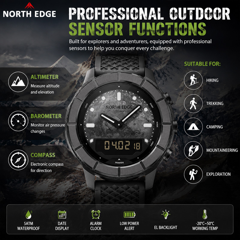 NORTH EDGE 2026 THARSIS Men‘s  - Altimeter Compass Watch recension och pris